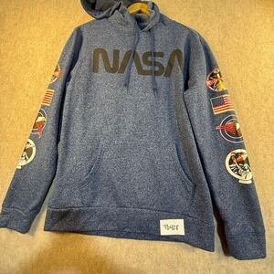 Aldrin Family Foundation NASA Hoodie Blue Heather Space Mission Patches Mens S